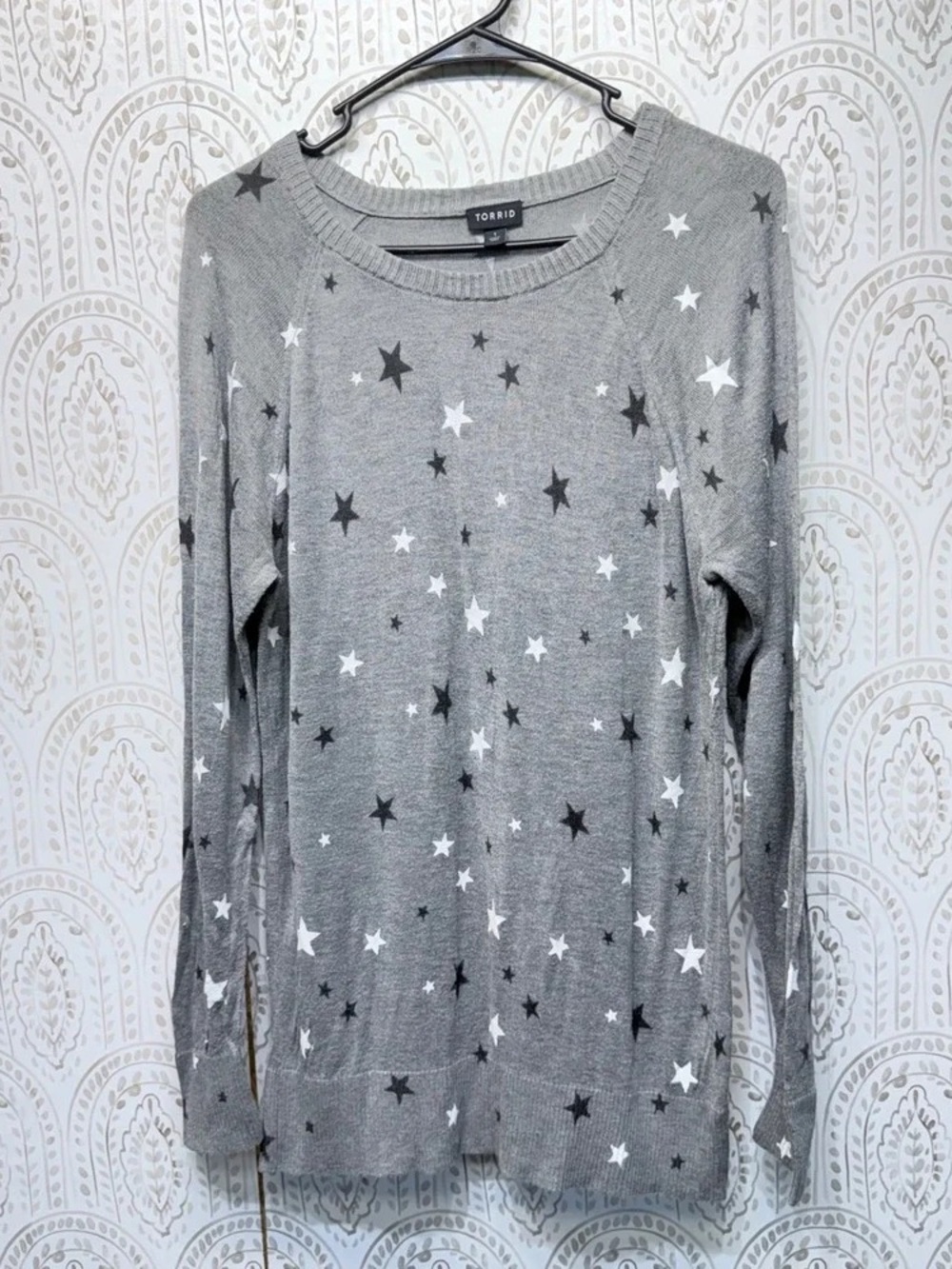 torrid Gray Star Pattern Crewneck Sweater